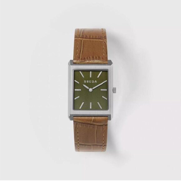 Breda Virgil Mens Watch Moss Green Croc - Picture 1 of 6